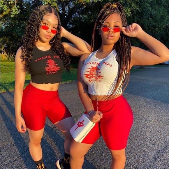 White And black Chinese Takeout crop tops - Picture 1 of 1